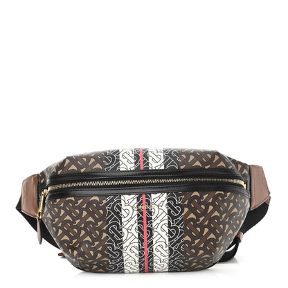 Burberry E-Canvas Monogram Stripe Medium Sonny Bum Bag Bridle Brown 1 of 10