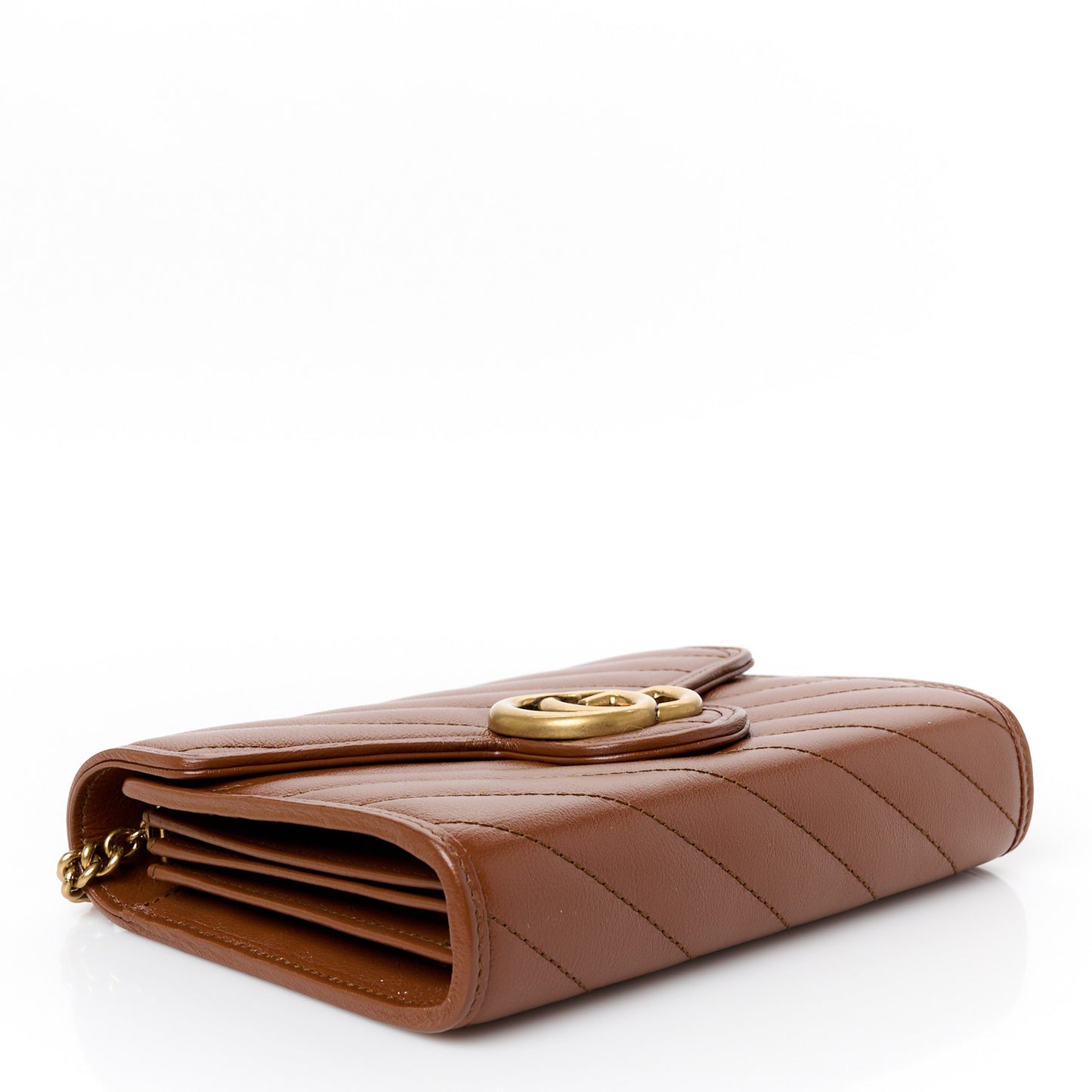 Azalea Calfskin Matelasse Diagonal GG Marmont Chain Wallet Cuir