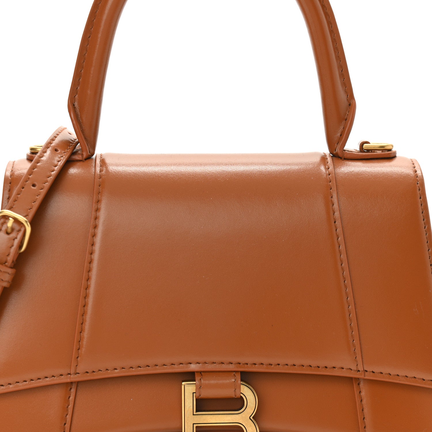 Balenciaga Shiny Box Calfskin Small Hourglass Top Handle Bag Camel 7 of 13