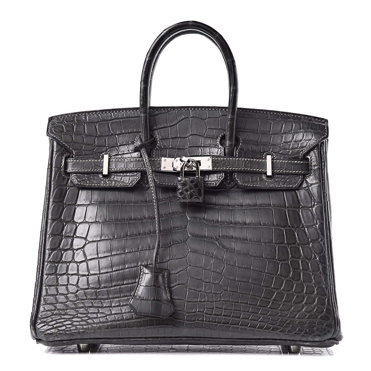Hermes Matte Niloticus Crocodile Birkin 25 Graphite 1 of 33