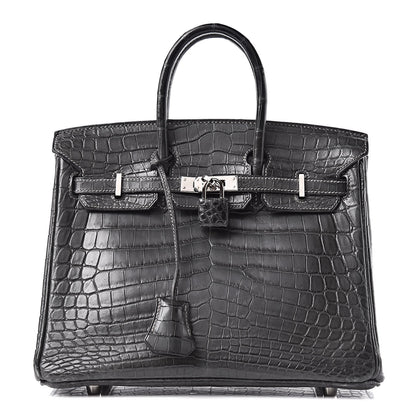 Hermes Matte Niloticus Crocodile Birkin 25 Graphite 1 of 33