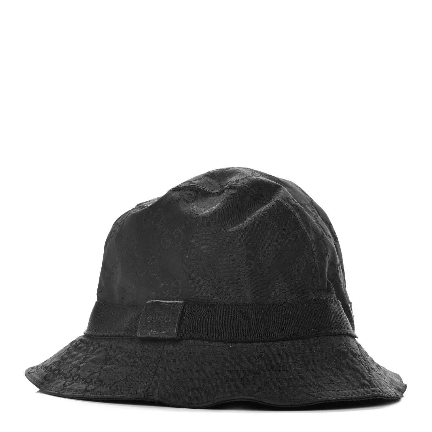 Gucci Nylon Lapin Fur Monogram Bucket Hat L Black 1 of 8