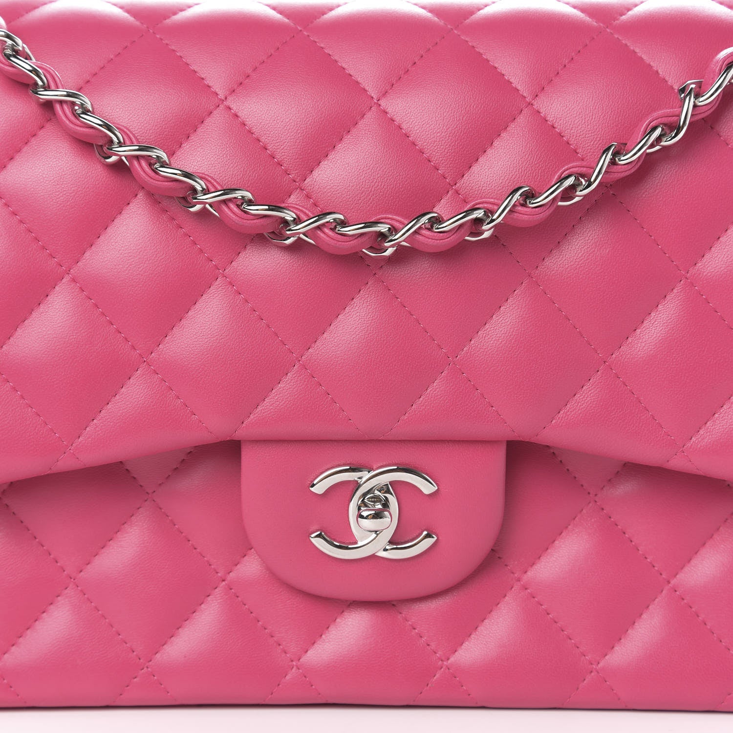 Chanel Lambskin Quilted Jumbo Double Flap Dark Pink 11 of 13