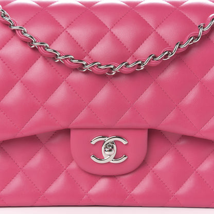 Chanel Lambskin Quilted Jumbo Double Flap Dark Pink 11 of 13