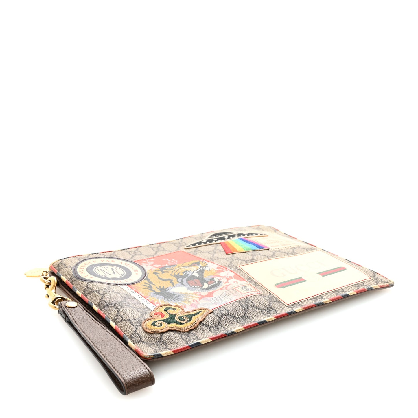 GG Supreme Monogram Courrier Embroidered UFO Pouch Beige New Acero