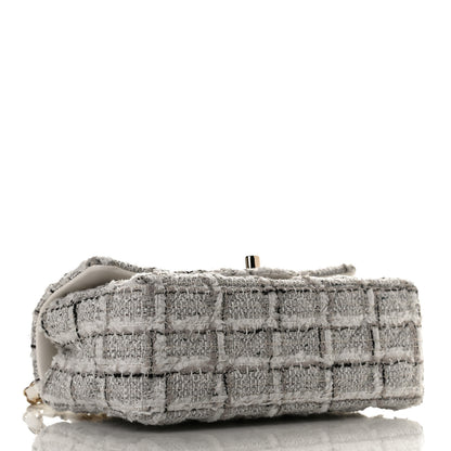 Chanel Tweed Quilted Mini Rectangular Flap White Grey 4 of 13