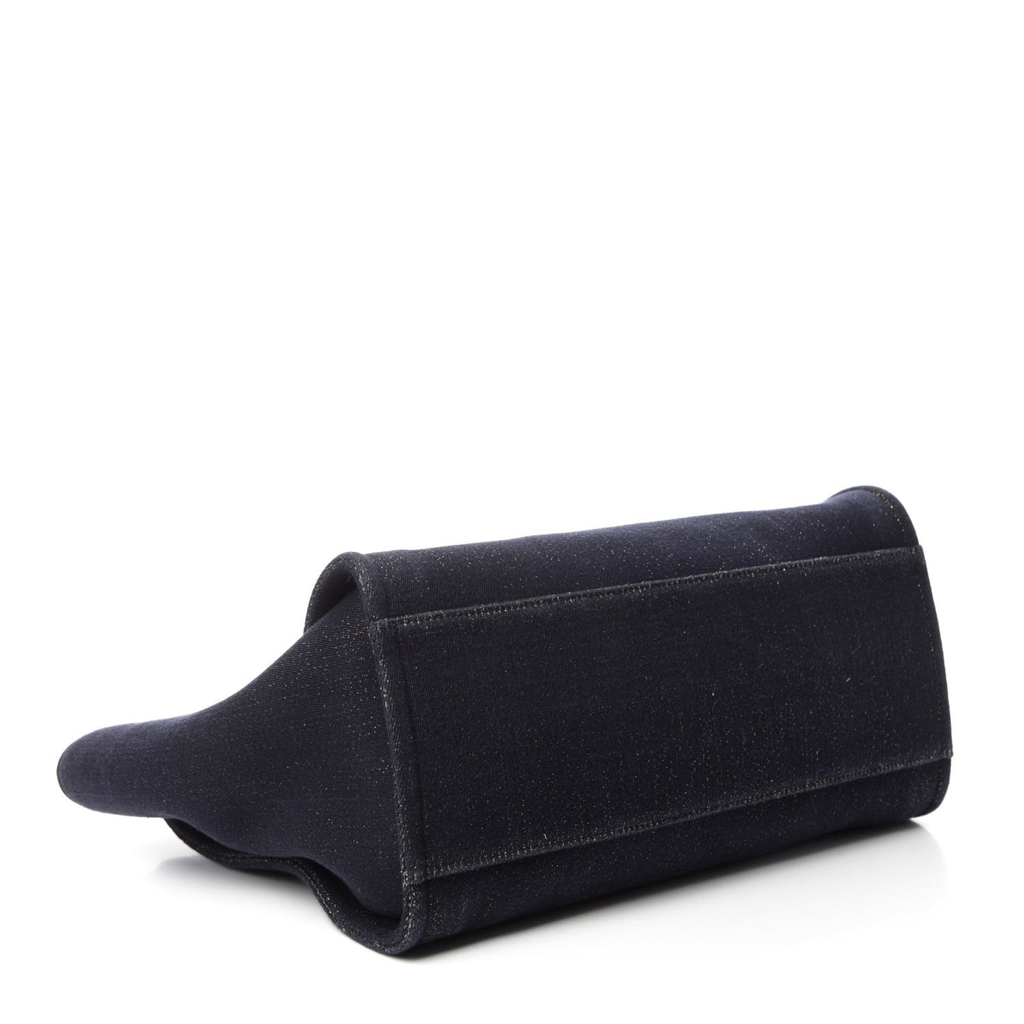 Lurex Canvas Medium Deauville Tote Navy Blue Gold