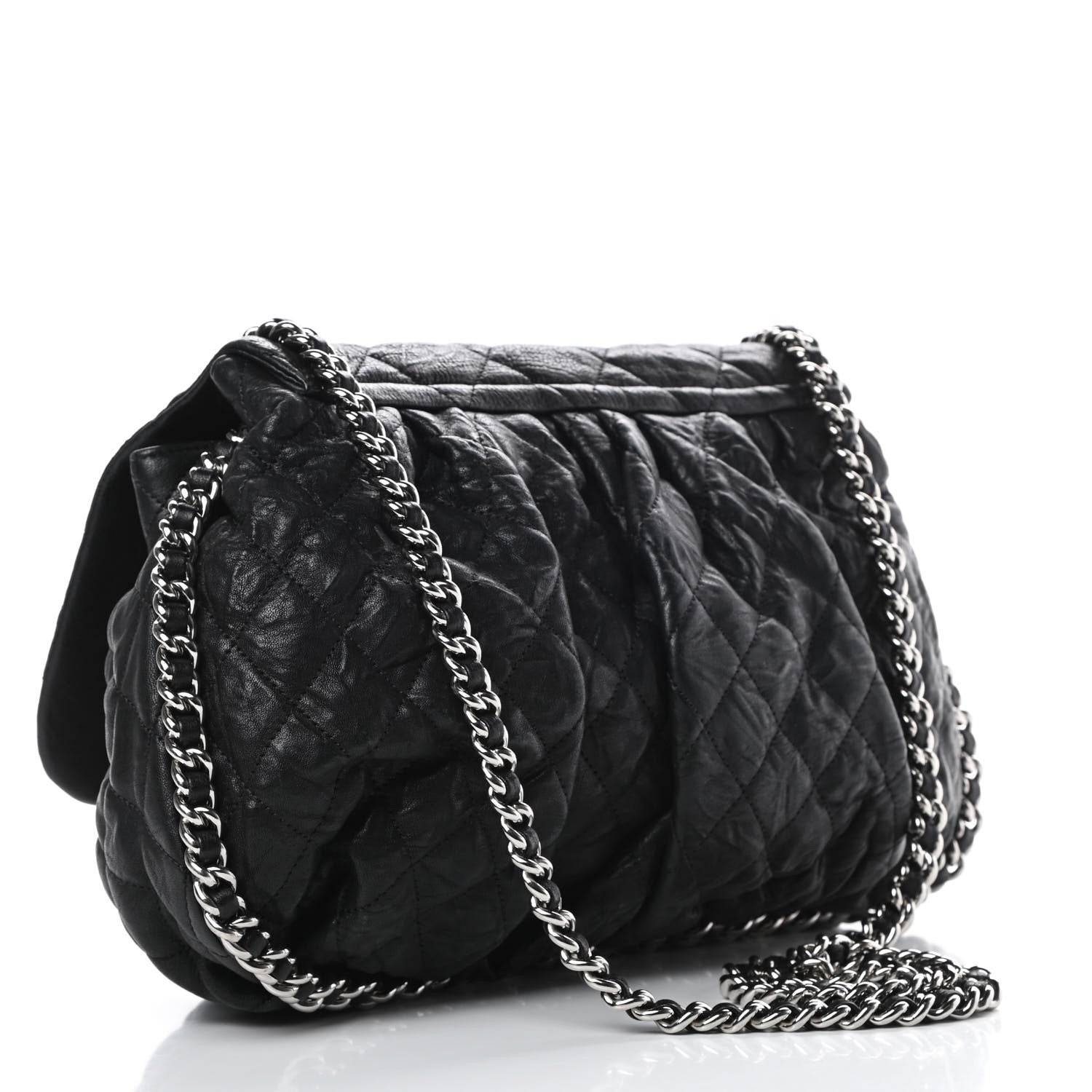 Chanel Washed Lambskin Quilted Large Chain Around Flap Black 3 of 12