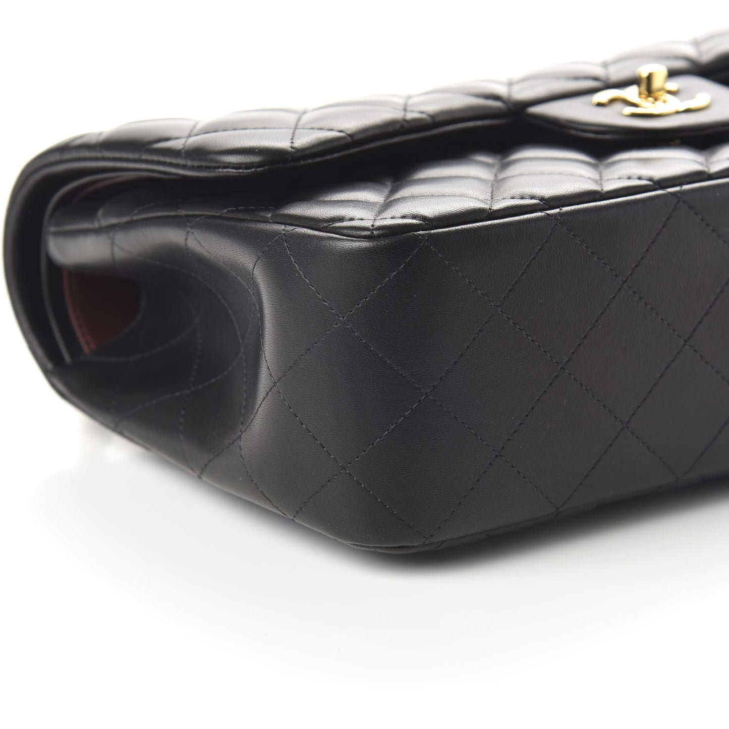 Lambskin Quilted Jumbo Double Flap Black