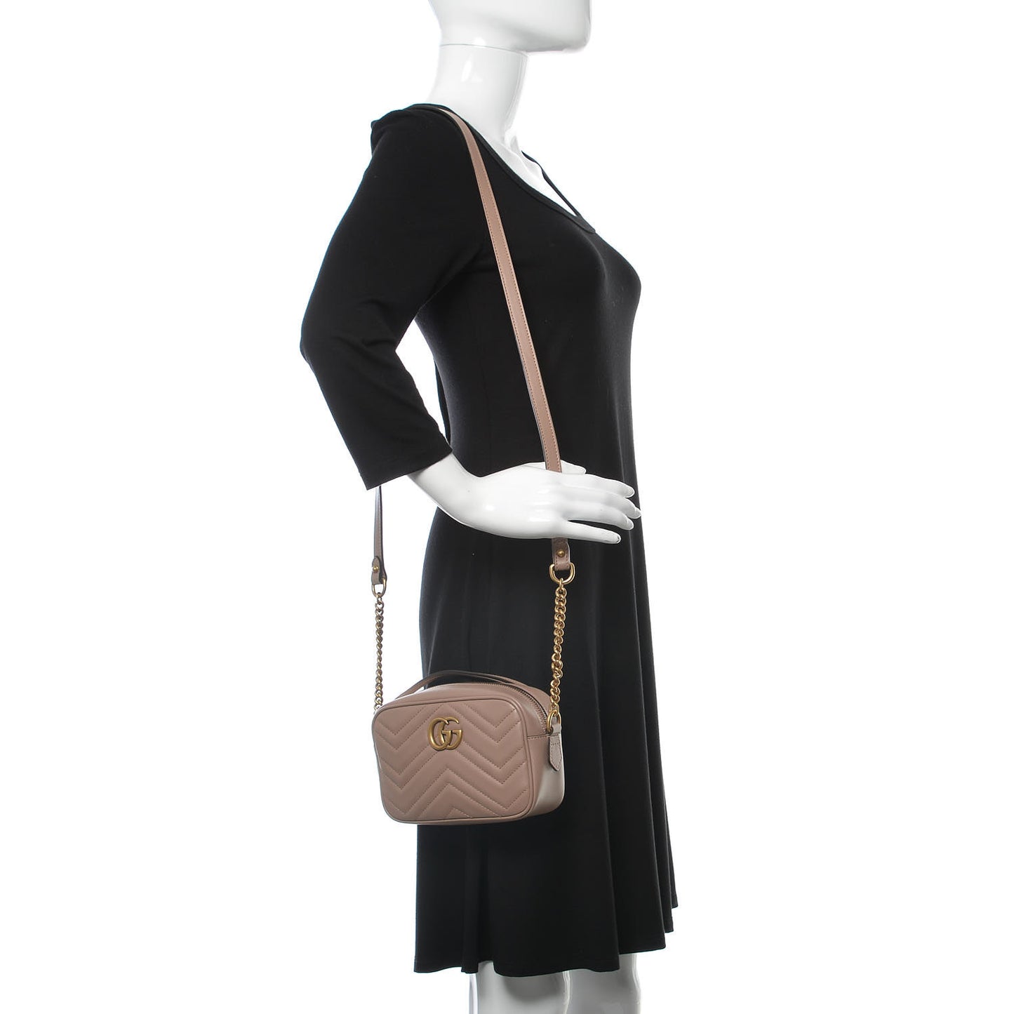 Calfskin Matelasse Mini GG Marmont Chain Shoulder Bag Porcelain Rose