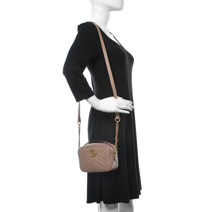 Gucci Calfskin Matelasse Mini GG Marmont Chain Shoulder Bag Porcelain Rose 2 of 9