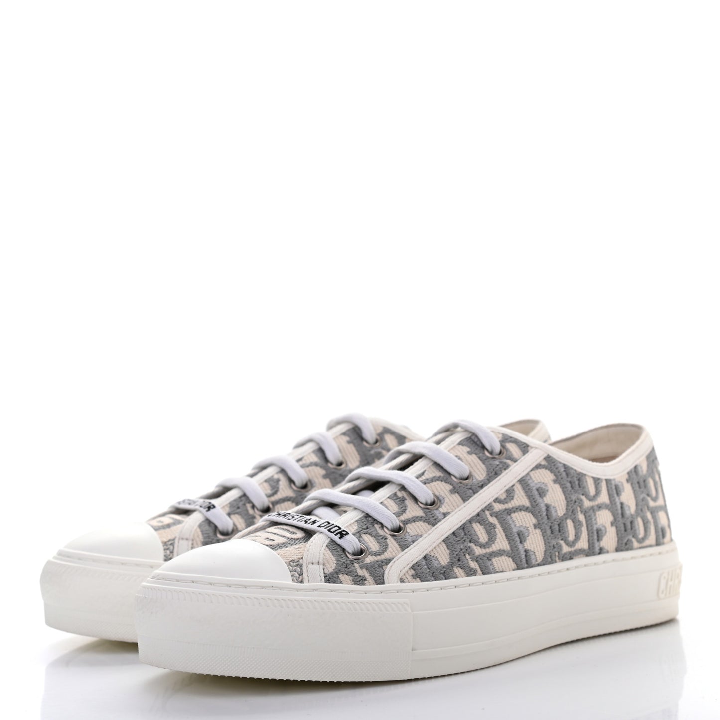 Canvas Oblique Walk'N'Dior Low Top Sneakers 38 Grey Stone