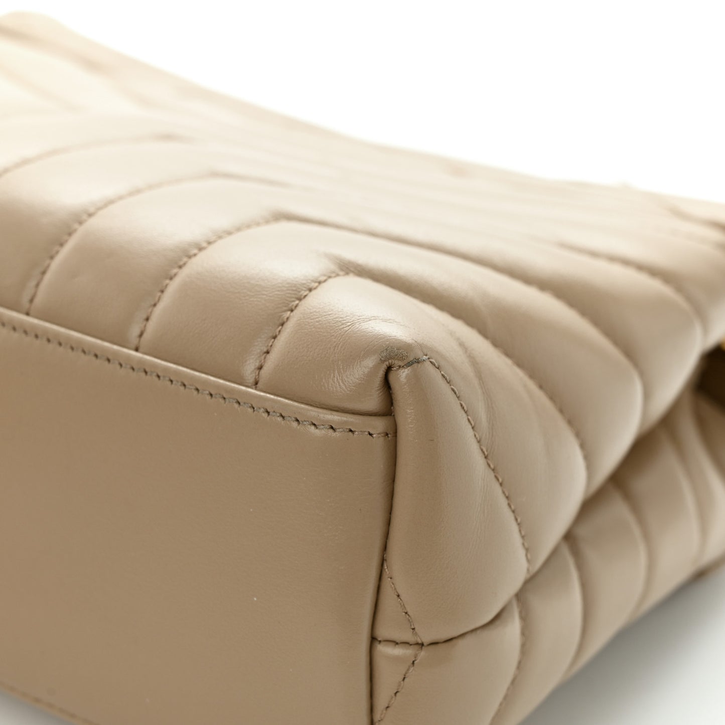 Calfskin Y Quilted Monogram Small Loulou Chain Satchel Dark Beige