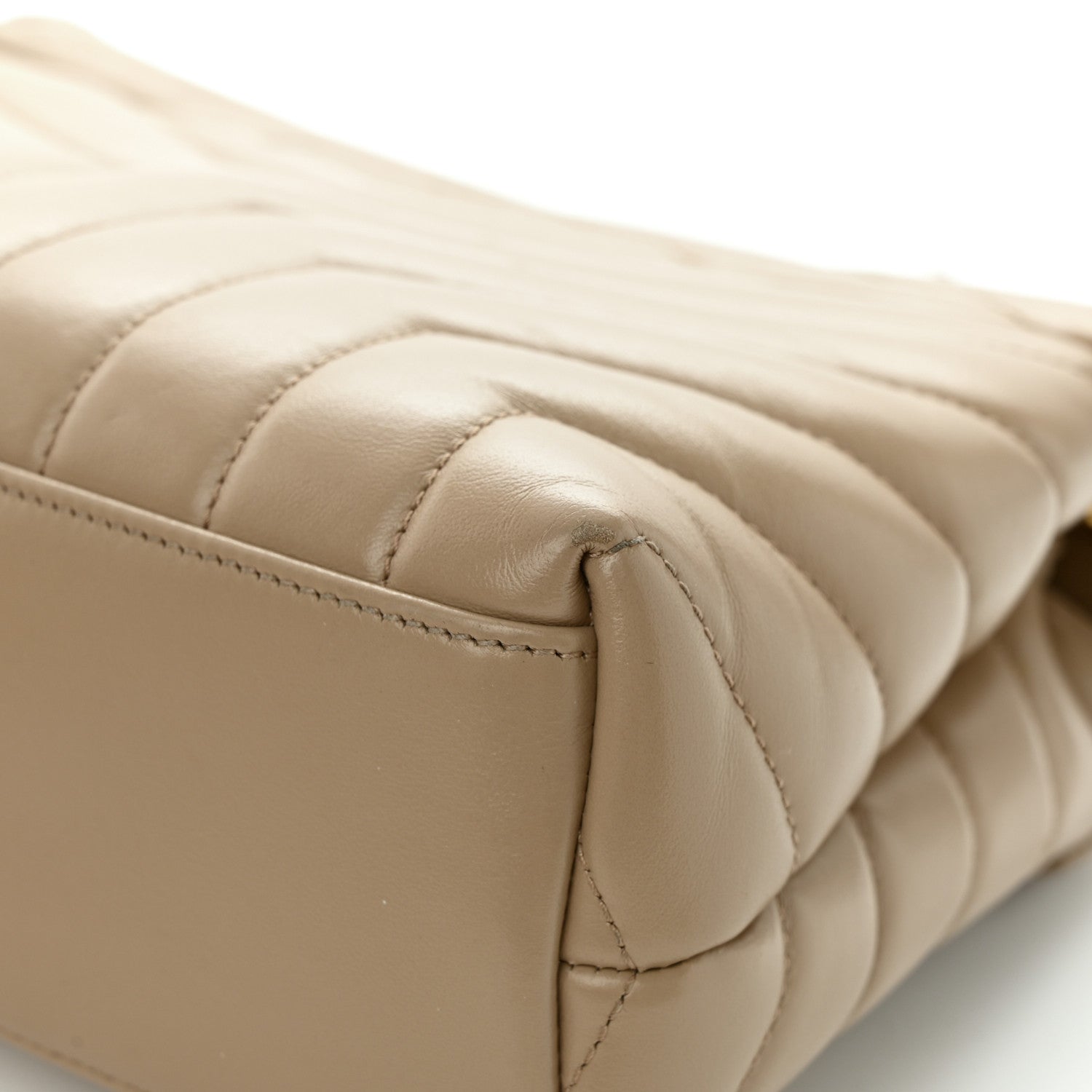 Saint Laurent Calfskin Y Quilted Monogram Small Loulou Chain Satchel Dark Beige 12 of 13