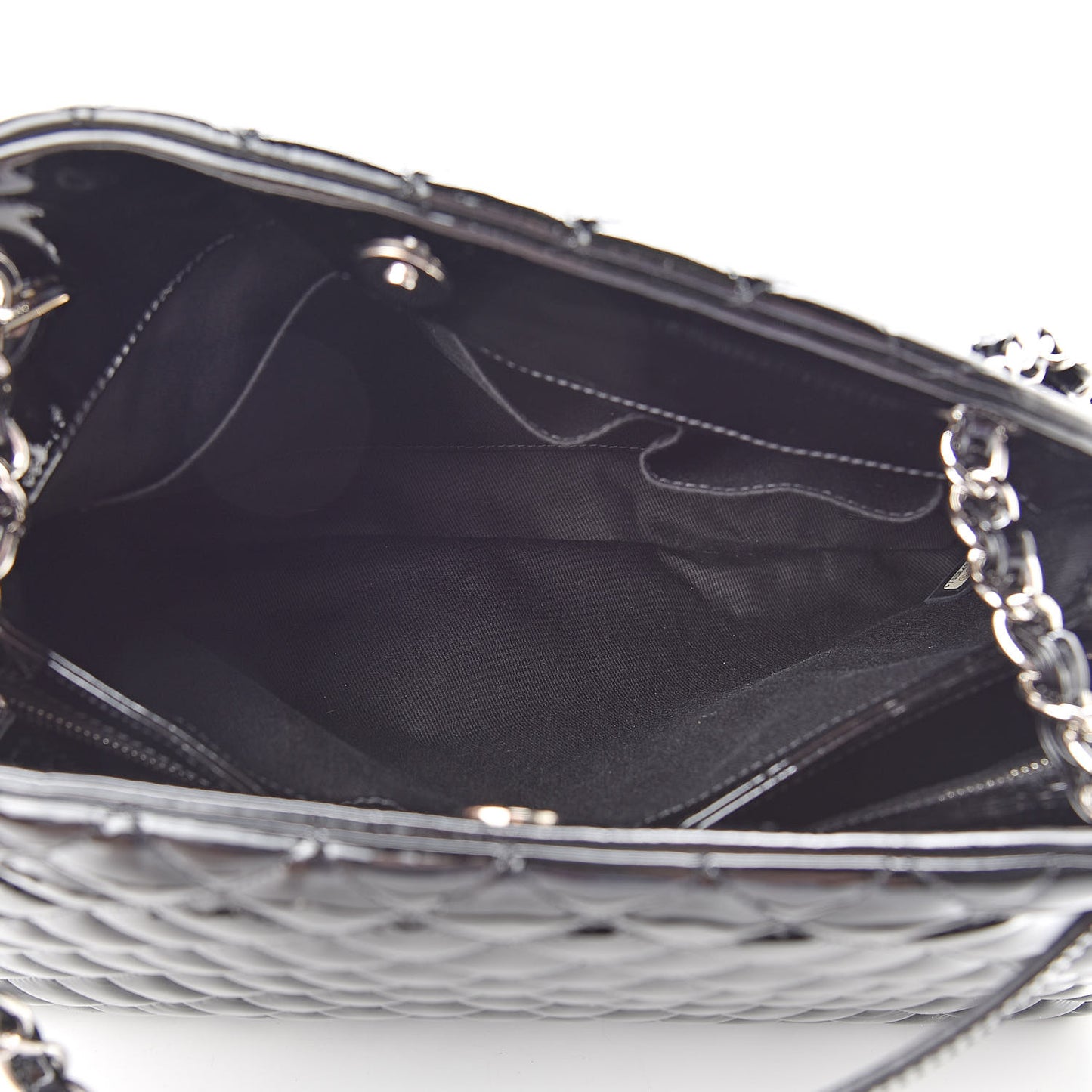 Patent Quilted Large Just Mademoiselle Bowling Bag Black