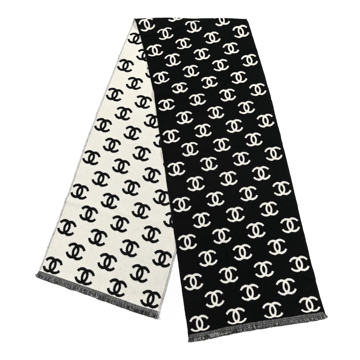 Wool Cashmere CC Scarf Black White