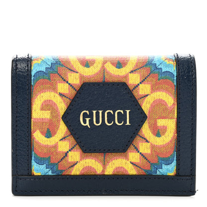 Gucci GG Supreme Kaleidoscope Calfskin Script Logo Gucci 100 Card Case Wallet Blue Orange Multicolor Blue Agata 1 of 9