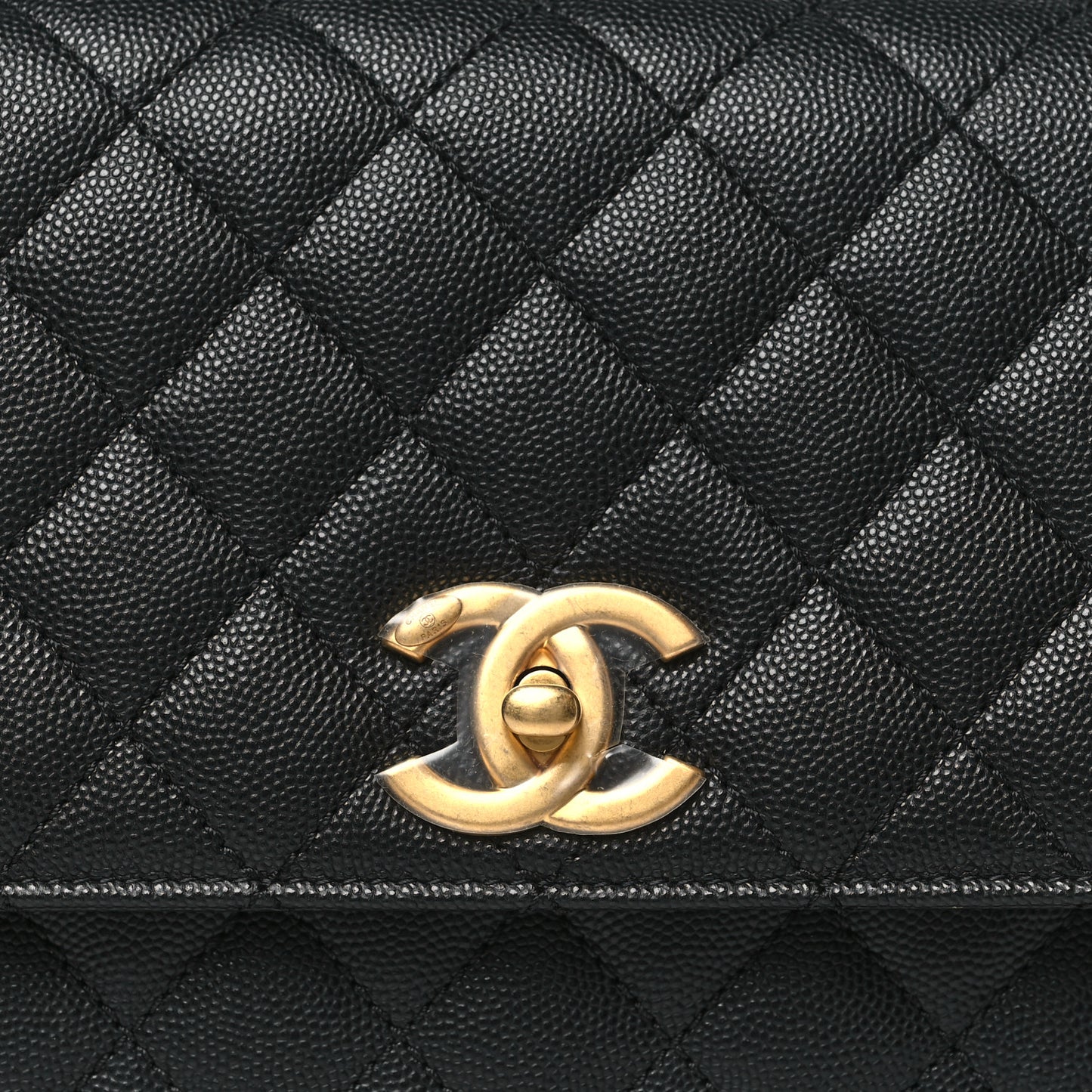 Caviar Quilted Small Coco Chain Handle Flap Black