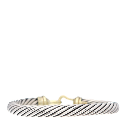 David Yurman Sterling Silver 14K Yellow Gold 7mm Cable Classic Buckle Bracelet 2 of 4