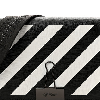 Off-White Saffiano Striped Mini Diag Binder Clip Bag Black White 8 of 10
