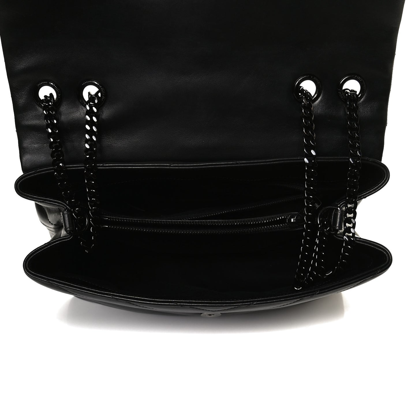 Calfskin Y Quilted Monogram Medium Loulou Chain Satchel Black