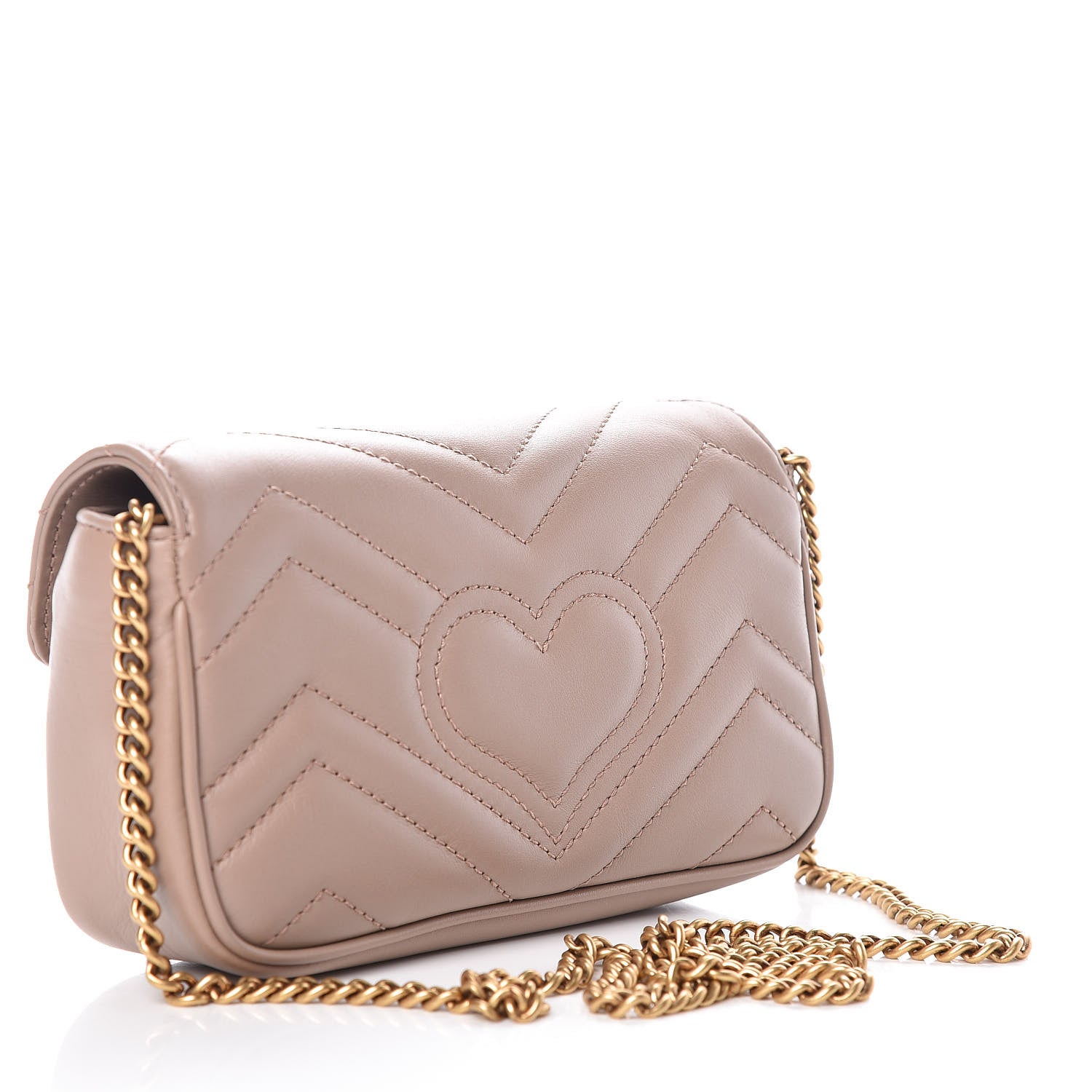 Gucci Calfskin Matelasse Super Mini GG Marmont Shoulder Bag Porcelain Rose 3 of 10
