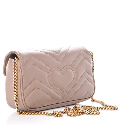 Gucci Calfskin Matelasse Super Mini GG Marmont Shoulder Bag Porcelain Rose 3 of 10
