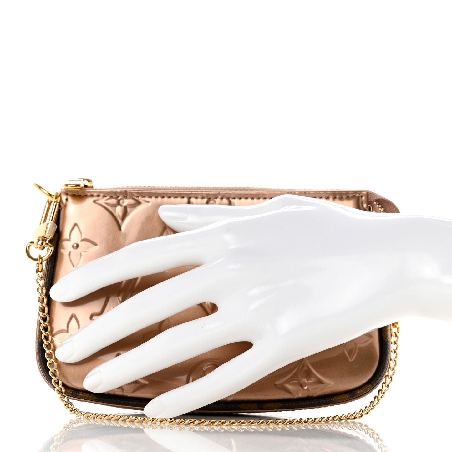 Metallic Vernis Mini Pochette Accessories Rose Gold