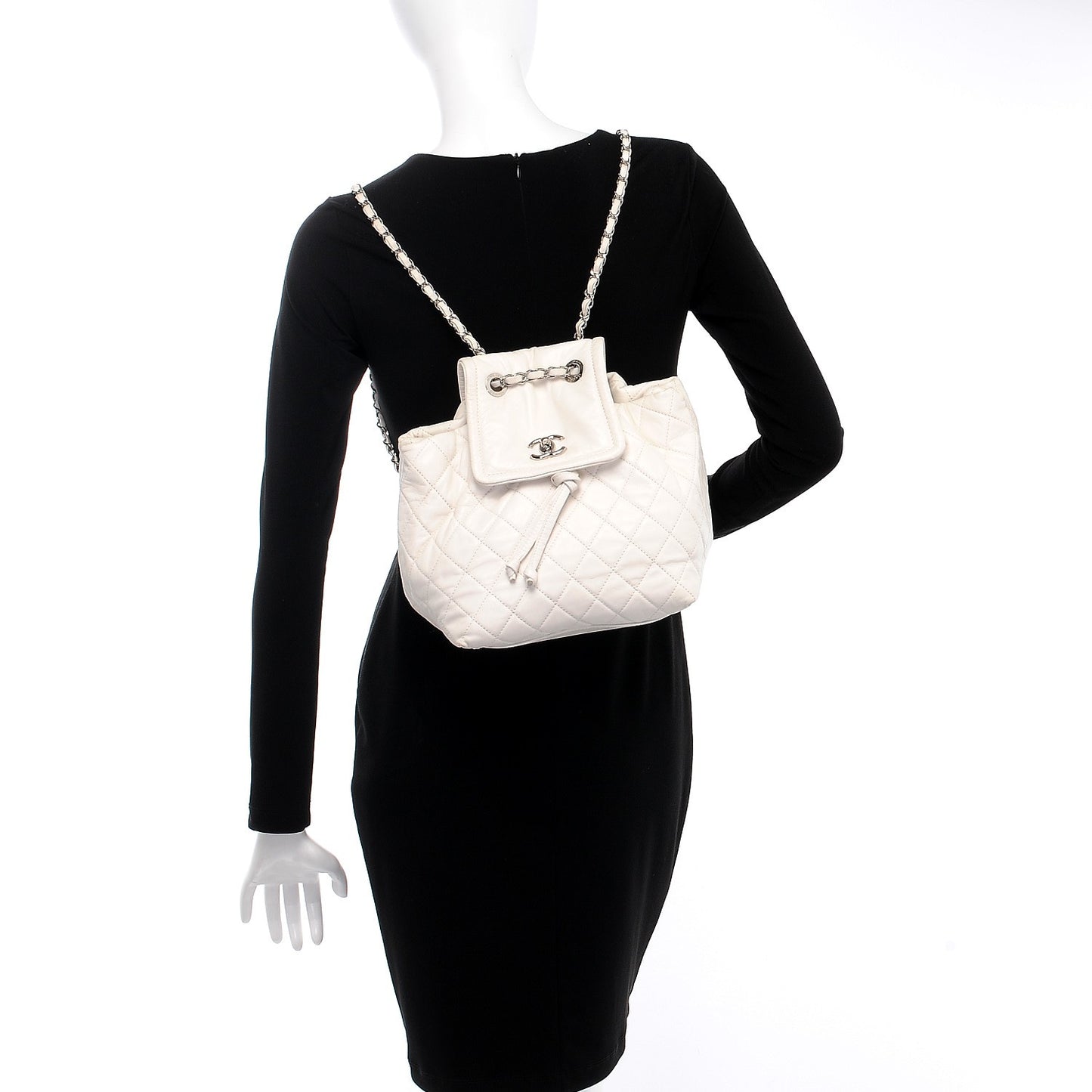 Lambskin Quilted Beijing Backpack Bag White