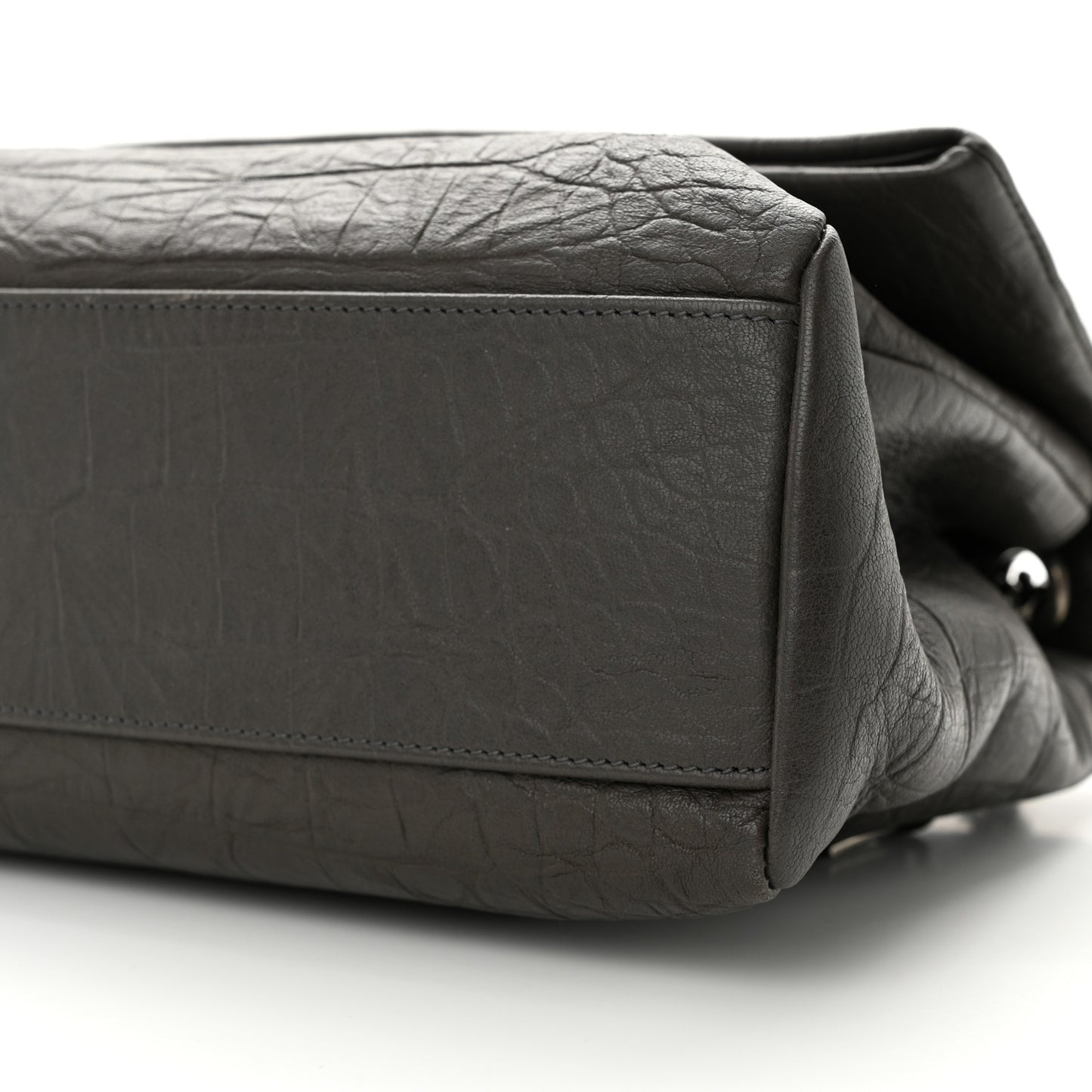 Calfskin Crocodile Embossed Medium West Hollywood Monogram Fold-Over Earth