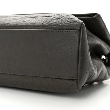 Saint Laurent Calfskin Crocodile Embossed Medium West Hollywood Monogram Fold-Over Earth 10 of 10