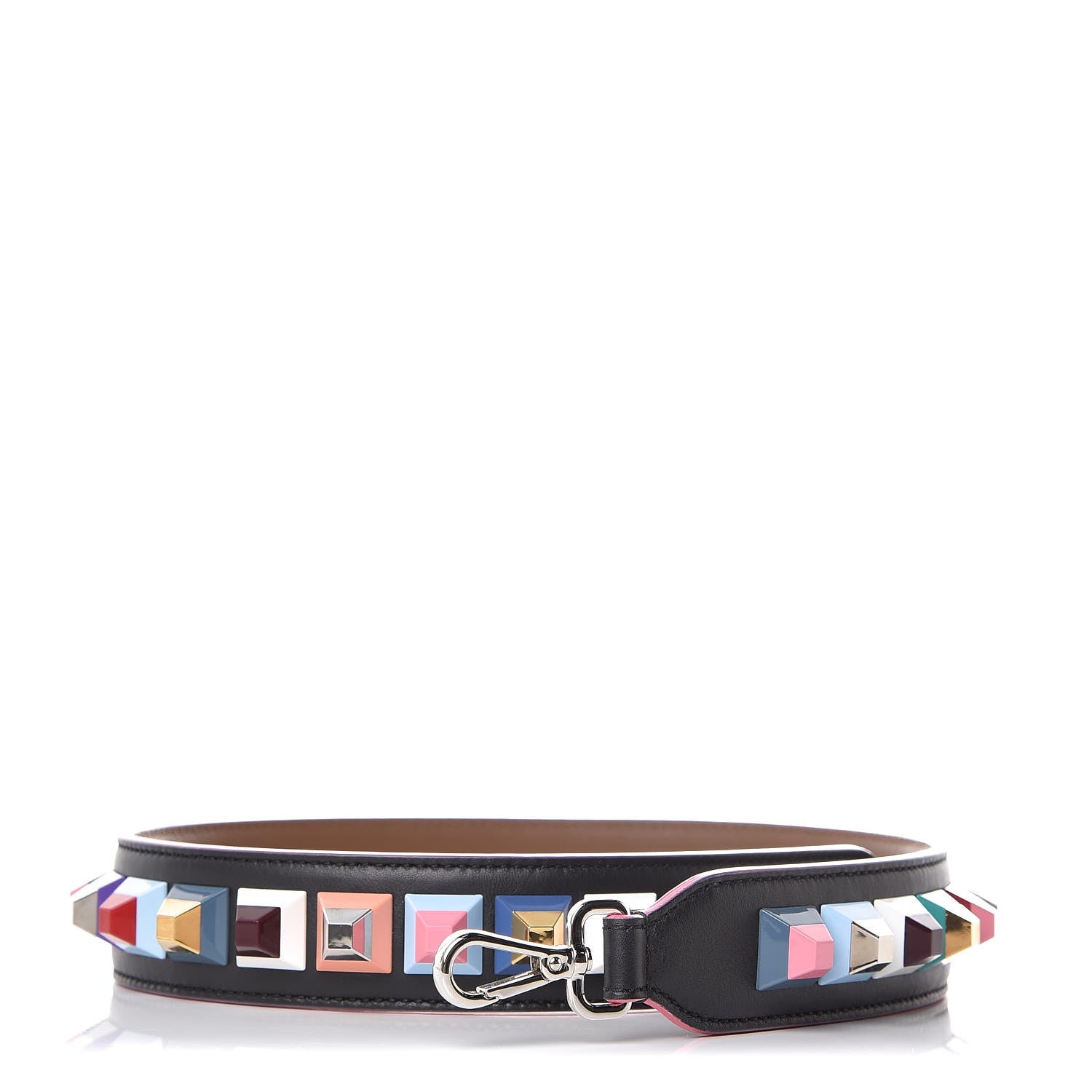 Fendi Vitello Dolce Plexiglass Bi-Color Studded Strap You Black Brownie Multicolor 1 of 4