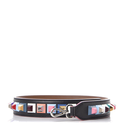 Fendi Vitello Dolce Plexiglass Bi-Color Studded Strap You Black Brownie Multicolor 1 of 4