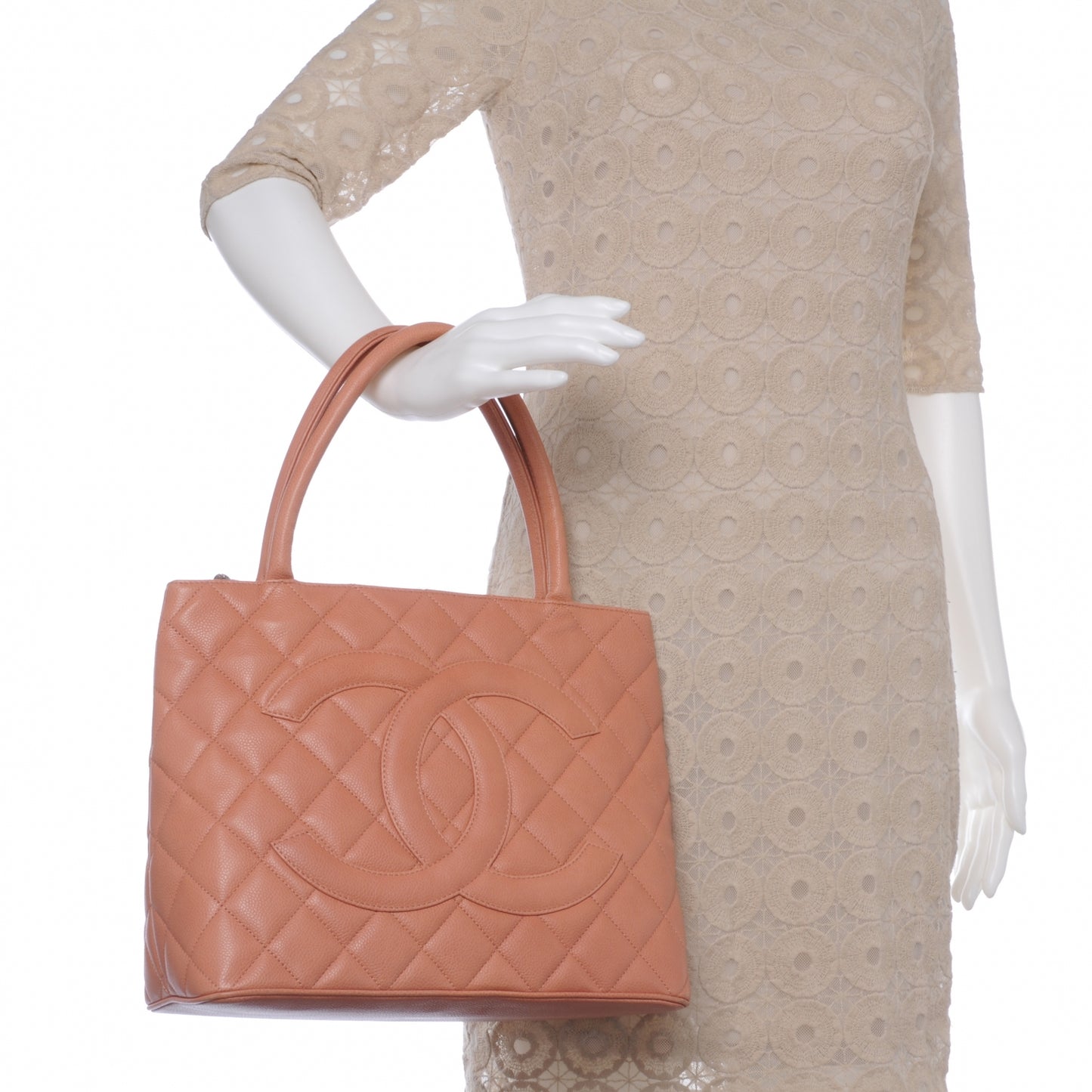 Caviar Medallion Tote Salmon Pink