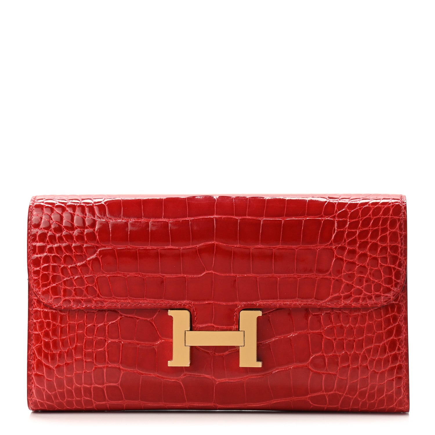 Hermes Shiny Alligator Constance Long Wallet Rouge De Coeur 1 of 7