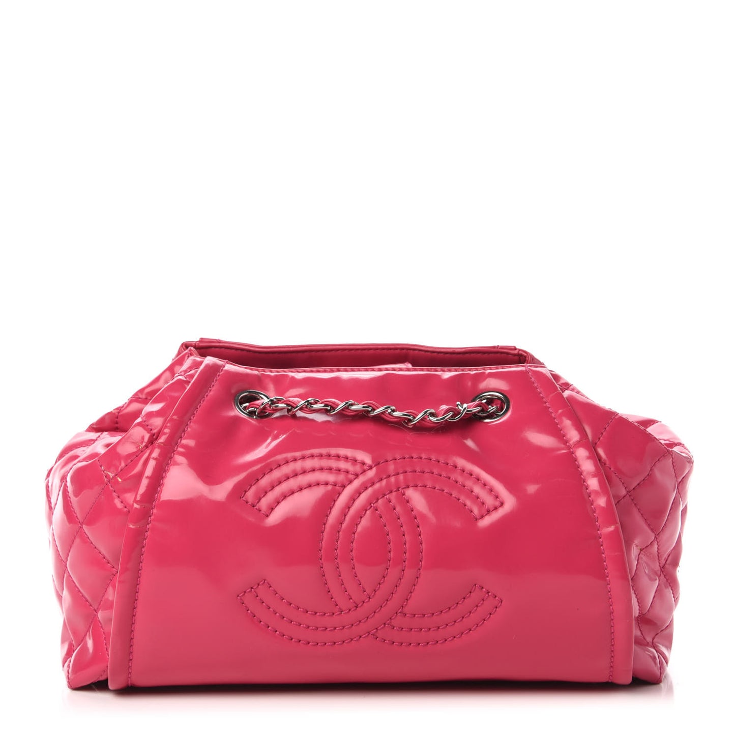 Vinyl Lipstick Ligne Accordion Tote Pink