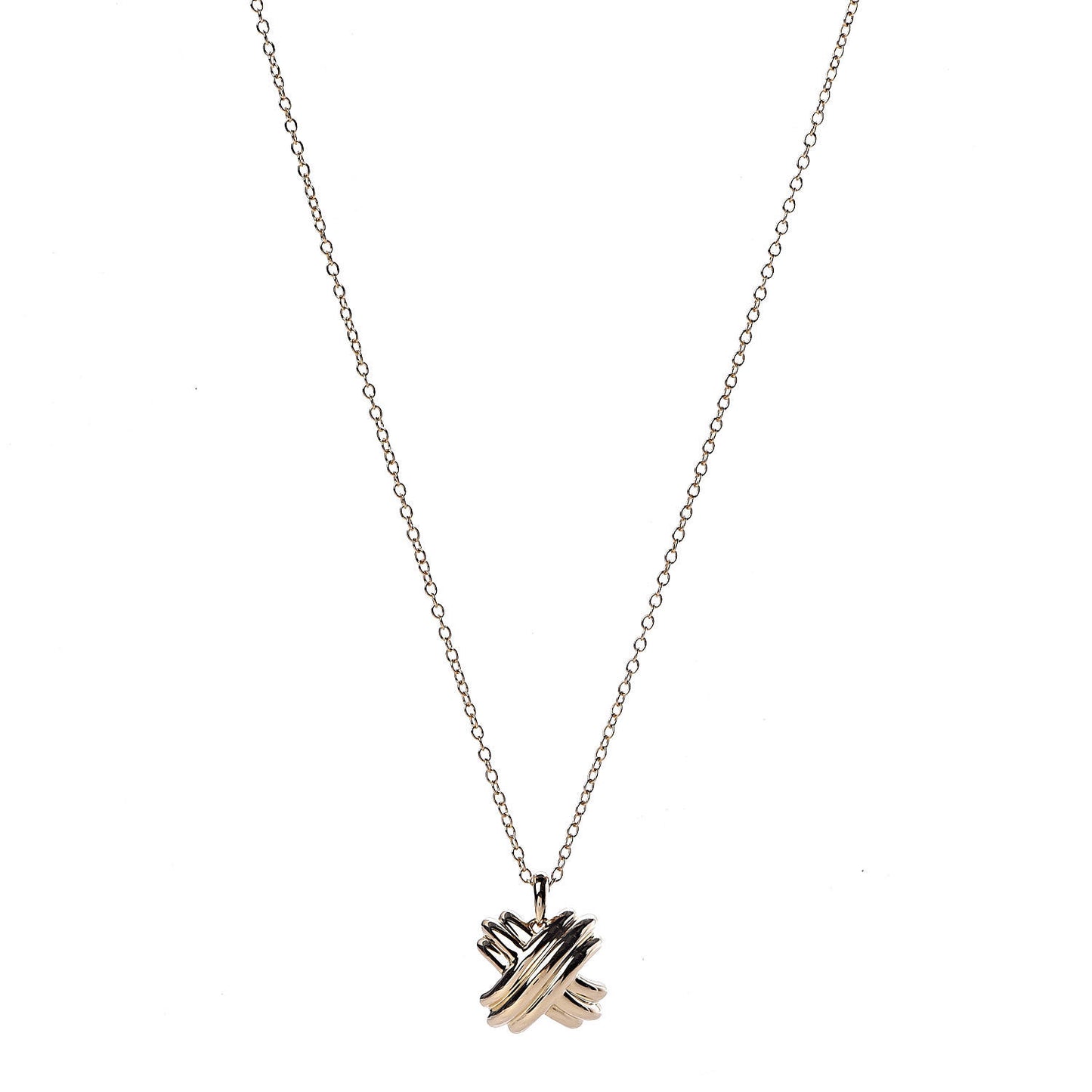 18K Yellow Gold Large Signature X Pendant Necklace