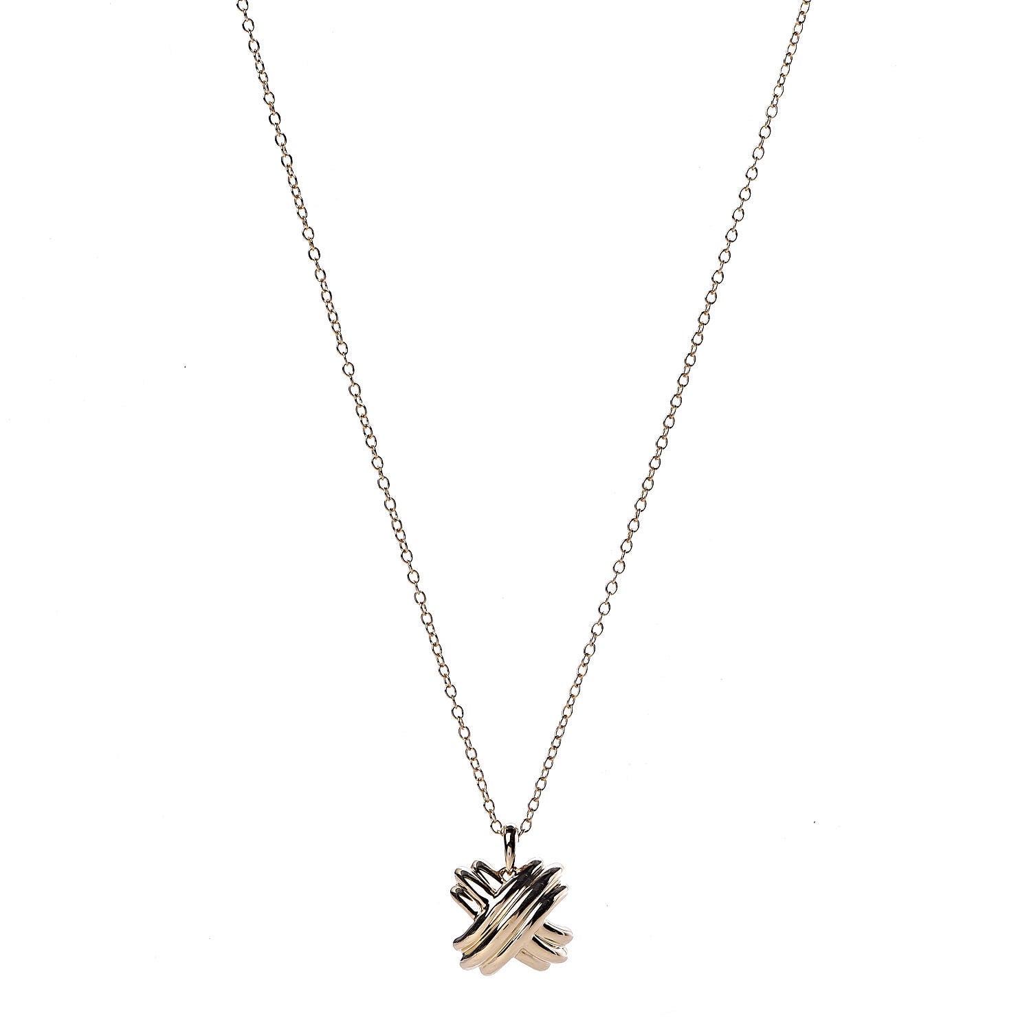 Tiffany 18K Yellow Gold Large Signature X Pendant Necklace 1 of 7