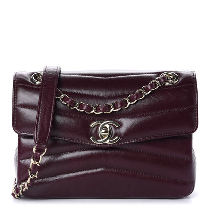 Chanel Shiny Lambskin Quilted Small Chevron Miroir Burgundy 1 of 10