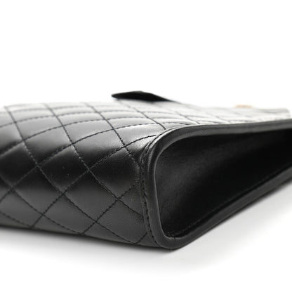 Saint Laurent Lambskin Quilted Monogram Baby Victoire Chain Clutch Bag Black 10 of 10