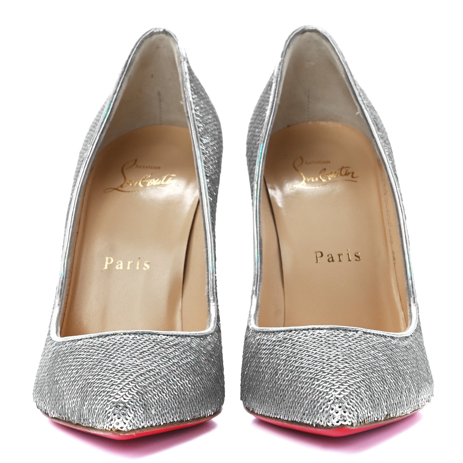 Christian Louboutin Paillettes Hotfix Specchio Pigalle Follies 100 Pumps 36.5 Silver 2 of 6