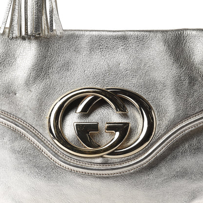 Gucci Metallic Calfskin Medium Britt Tassel Shoulder Bag Platinum 14 of 16