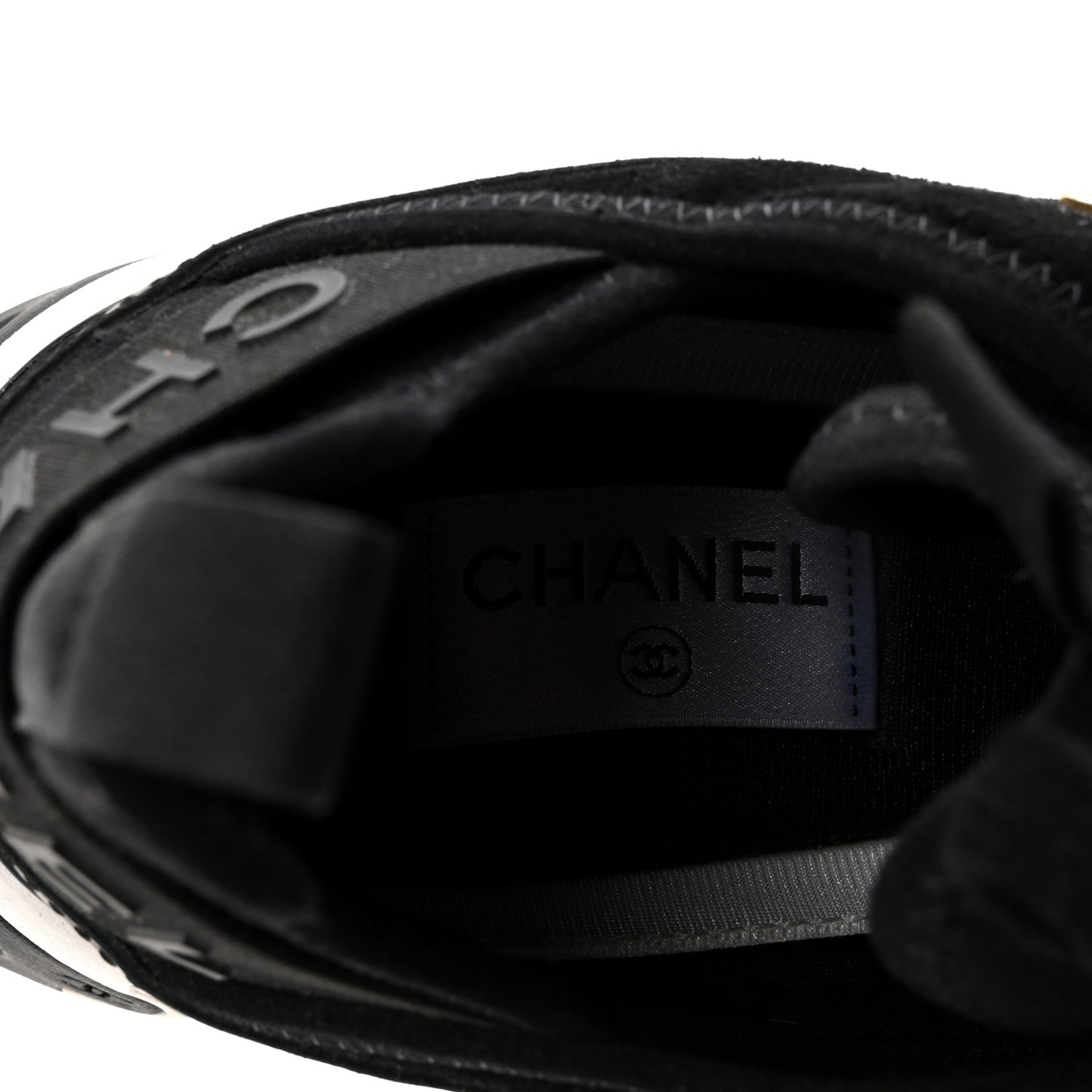 Velvet Calfskin Mixed Fibers CC Sneakers 38 Black
