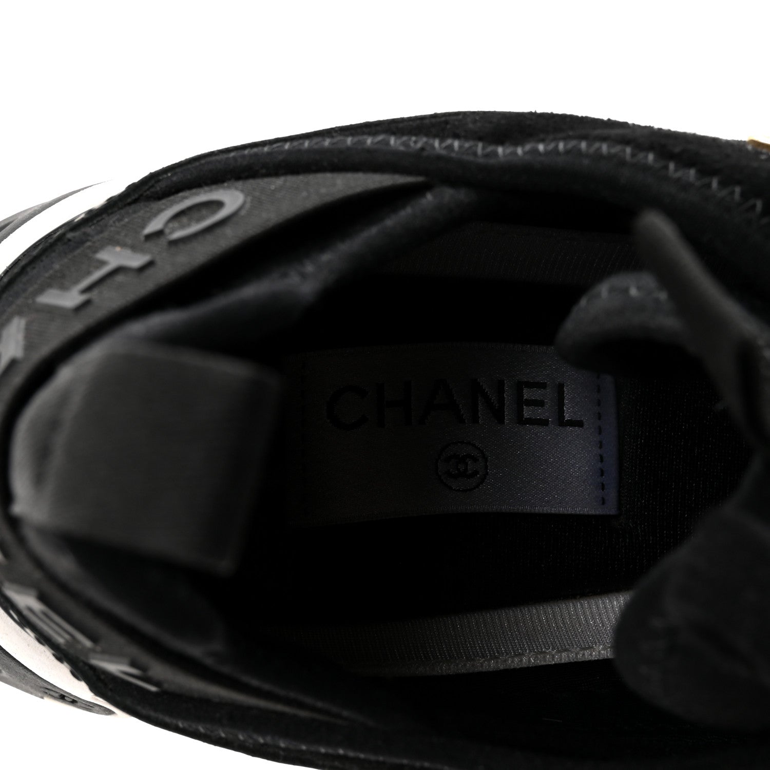Chanel Velvet Calfskin Mixed Fibers CC Sneakers 38 Black 8 of 9