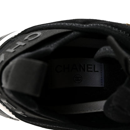 Chanel Velvet Calfskin Mixed Fibers CC Sneakers 38 Black 8 of 9