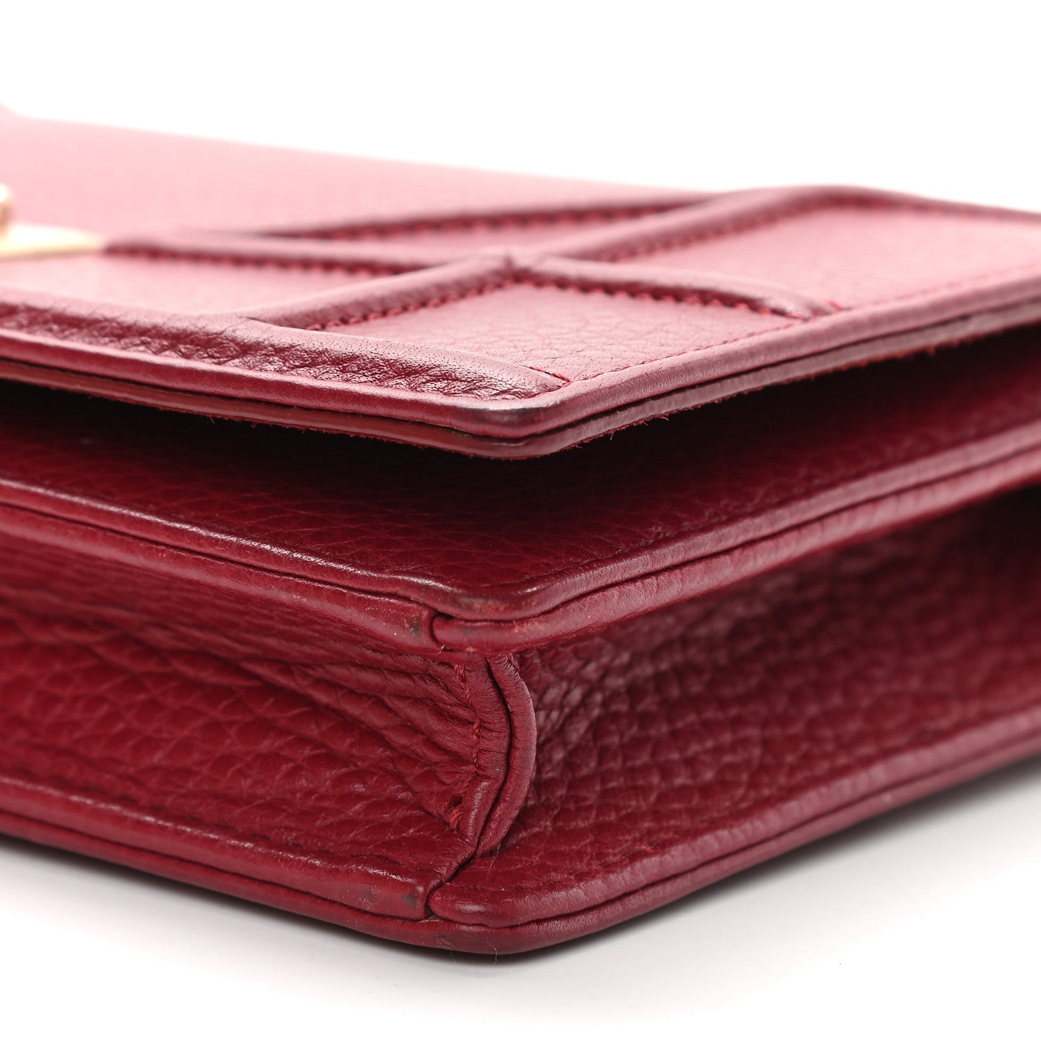 Christian Dior Grained Calfskin Diorama Wallet on Chain Pouch Burgundy 7 of 7