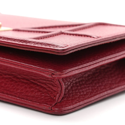 Christian Dior Grained Calfskin Diorama Wallet on Chain Pouch Burgundy 7 of 7