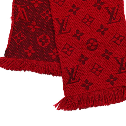Louis Vuitton Wool Silk Logomania Scarf Rubis 3 of 4