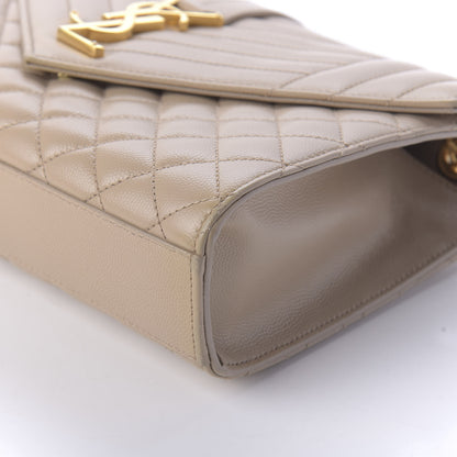 Saint Laurent Grain De Poudre Textured Mixed Matelasse Medium Triquilt Monogram Satchel Latte Cream 7 of 9