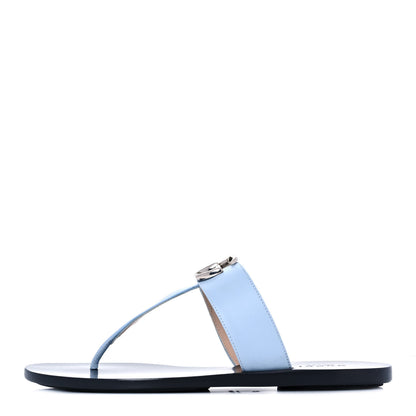 Gucci Calfskin GG Marmont Thong Sandals 36 Porcelain Light Blue 1 of 8
